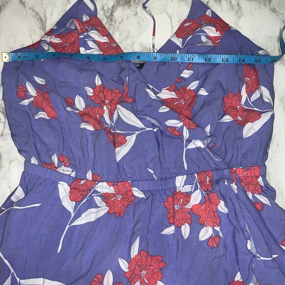 Express Purple Floral Spaghetti Straps Mini Wrap Dress Size M - Picture 6 of 10